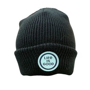 Life is Good Black Cozy Cuff Beanie Cap OS NWT New